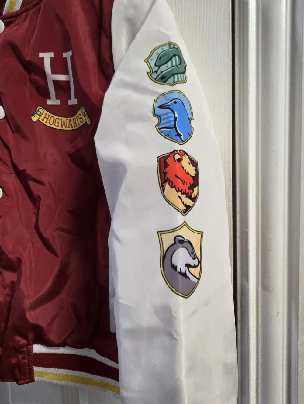Warner Bros. Maroon and White Hogwarts Varsity Jacket